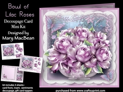 Bowl of Lilac Roses - Decoupage Card Mini Kit