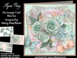 Aqua Posy - Decoupage Card Mini Kit