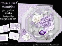 Roses and Baubles - 5 in x 5 in Shaped Card & Envelope Mini Kit