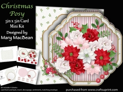 Christmas Posy - 5 in x 5 in Shaped Card & Envelope Mini Kit