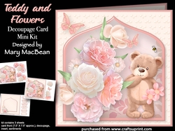 Teddy and Flowers - Decoupage Card Mini Kit