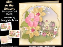 Mice in the Blossom - Decoupage Card Mini Kit