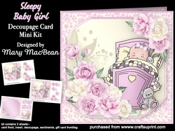 Sleepy Baby Girl - Decoupage Card Mini Kit