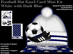 Football Hat - White with Dk Blue