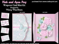 Pink and Aqua Posy - Wrapover Card Mini Kit