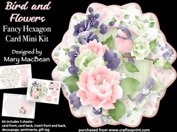 Bird and Flowers - Fancy Hexagon Card Mini Kit