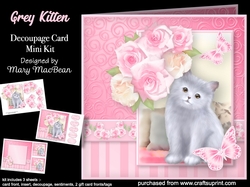 Grey Kitten - Decoupage Card Mini Kit