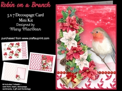 Robin on a Branch - 5 x 7 Decoupage Card Mini Kit