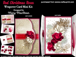 Red Christmas Roses - Wrapover Card Mini Kit