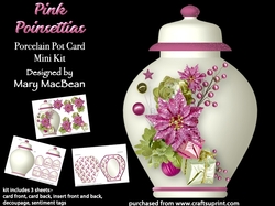 Pink Poinsettias - Porcelain Pot Card Mini Kit
