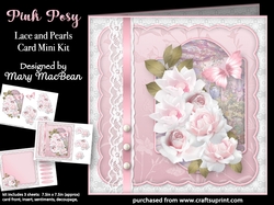Pink Posy - Lace and Pearls Card Mini Kit