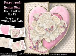 Roses and Butterflies - Offset Heart Card Mini Kit