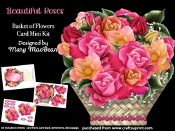 Beautiful Roses - Basket of Flowers Card Mini Kit