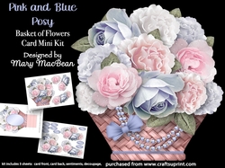 Pink and Blue Posy - Basket of Flowers Card Mini Kit