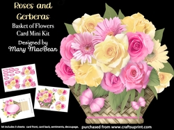 Roses and Gerberas - Basket of Flowers Card Mini Kit
