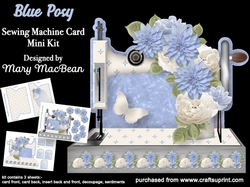 Blue Posy - Sewing Machine Card Mini Kit