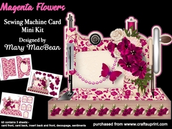 Magenta Flowers - Sewing Machine Card Mini Kit