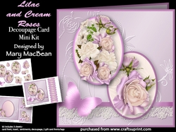 Lilac and Cream Roses - Decoupage Card Mini Kit