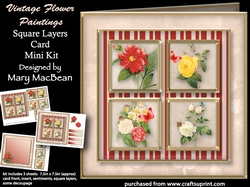 Vintage Flower Paintings - Square Layers Card Mini Kit