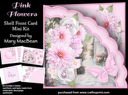 Pink Flowers - Shell Front Card Mini Kit