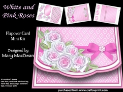 White and Pink Roses - Flapover Card Mini Kit
