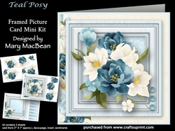 Teal Posy - Framed Picture Card Mini Kit