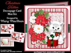 Christmas Kitten - Decoupage Card Mini Kit