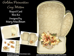 Gold Poinsettias - Cosy Mitten Shaped Card Mini Kit