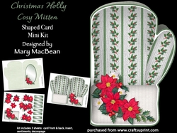 Christmas Holly - Cosy Mitten Shaped Card Mini Kit