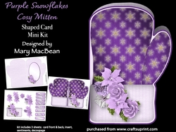 Purple Snowflakes - Cosy Mitten Shaped Card Mini Kit