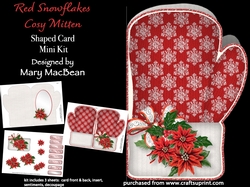 Red Snowflakes - Cosy Mitten Shaped Card Mini Kit