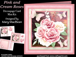 Pink and Cream Roses - Decoupage Card Mini Kit