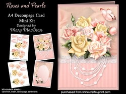 Roses and Pearls - A4 Decoupage Card Mini Kit