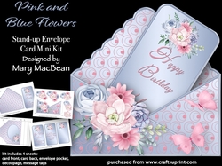 Pink and Blue Flowers - Stand-up Envelope Card Mini Kit