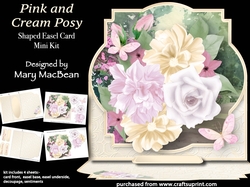 Pink and Cream Posy - Shaped Easel Card Mini Kit