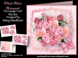 Pink Rose Bouquet - Decoupage Card Mini Kit