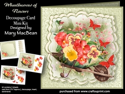 Wheelbarrow of Flowers - Decoupage Card Mini Kit