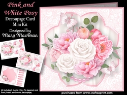 Pink and White Posy- Decoupage Card Mini Kit