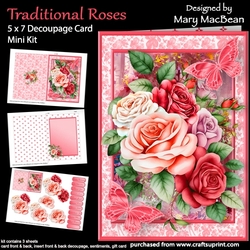 Traditional Roses - 5 x 7 Decoupage Card Mini Kit