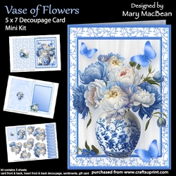 Vase of Flowers - 5 x 7 Decoupage Card Mini Kit