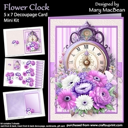 Flower Clock - 5 x 7 Decoupage Card Mini Kit