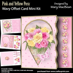 Pink and Yellow Posy - Wavy Offset Card Mini Kit