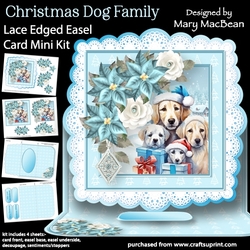 Christmas Dog Family - Lace Edged Easel Card Mini Kit