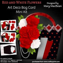 Red and White Flowers - Art Deco Bag Card Mini Kit