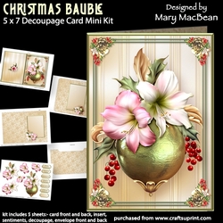 Christmas Bauble - 5 x 7 Decoupage Card Mini Kit