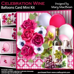 Celebration Wine - Balloons Card Mini Kit