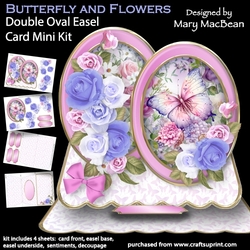 Butterfly and Flowers - Double Oval Easel Card Mini Kit