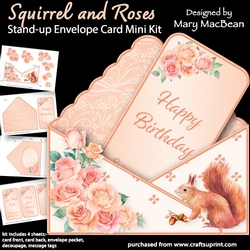 Squirrel and Roses - Stand-up Envelope Card Mini Kit