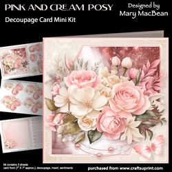 Pink and Cream Posy - Decoupage Card Mini Kit