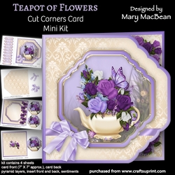 Teapot of Flowers - Cut Corners Card Mini Kit
